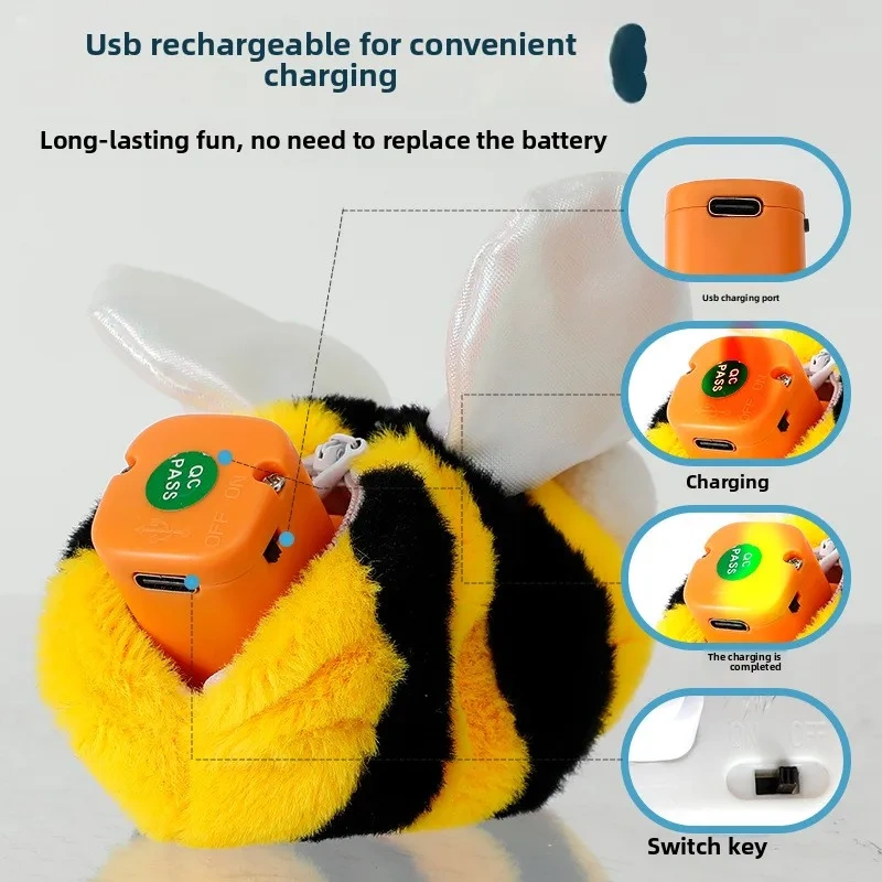 Wholesale Eco-Friendly Rechargeable Electric Flying Rat Toy for Cats Simulation Woodpecker Swing Wing Sound Shaking Bird Plush