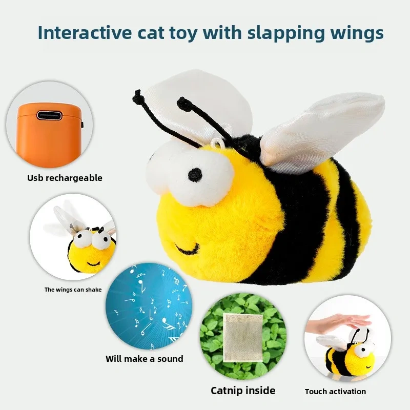 Wholesale Eco-Friendly Rechargeable Electric Flying Rat Toy for Cats Simulation Woodpecker Swing Wing Sound Shaking Bird Plush