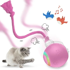 Intelligent Gravity Cat Toy Ball Electric Self-Entertainment Boredom Relief Chasing Toy with Rope Red Blue Gray Pink Soft Tails