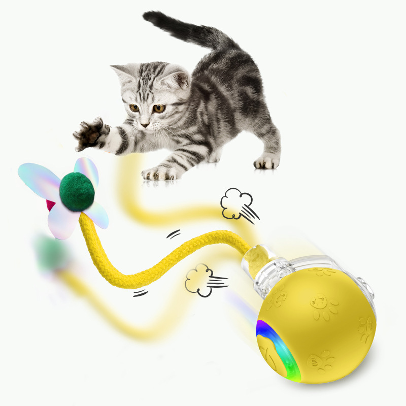 Intelligent Gravity Cat Toy Ball Electric Self-Entertainment Boredom Relief Chasing Toy with Rope