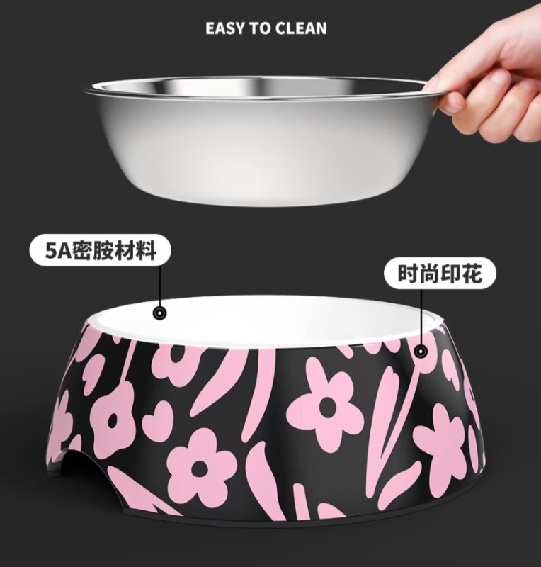 Stainless steel melamine cat bowl