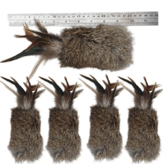 Funny Cat Plush Tail Teaser Wand Toy Kitten Cat Exercise Playing Accessories Rabbit Tail Fur Interactive Pet Supplies