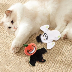 Electric Interactive Cat Toy Simulate Wing Flapping Sound Halloween Pumpkin Doll For Kitten Automatic Cat Chewing Toys Pet