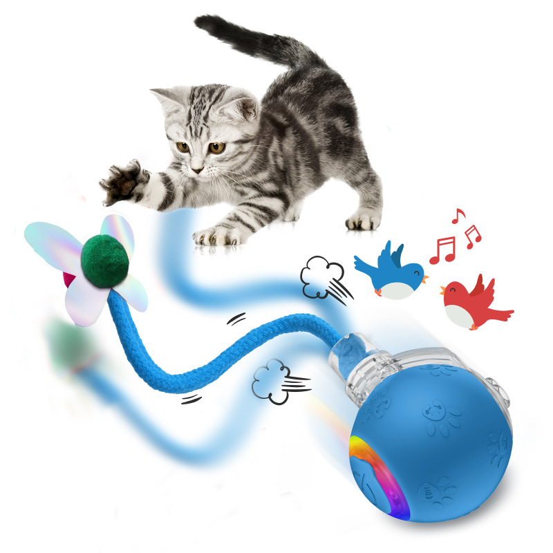 Intelligent Gravity Cat Toy Ball Electric Self-Entertainment Boredom Relief Chasing Toy with Rope