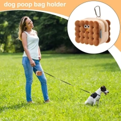 Poop Bag Holder Pet Waste Bag Holder Walking Accessory With Carabiner Clip Cookie Shape Small Pouch For Outdoor Travel Hiking