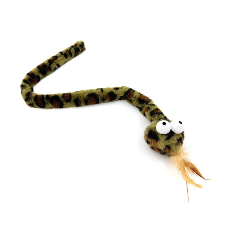 Crinkly paper leopard snake cat toy contains catnip