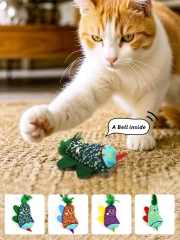 1pcs cat toy, built-in bell sound with artificial feather bee model design interactive toy for cats and dogs to chase and chew