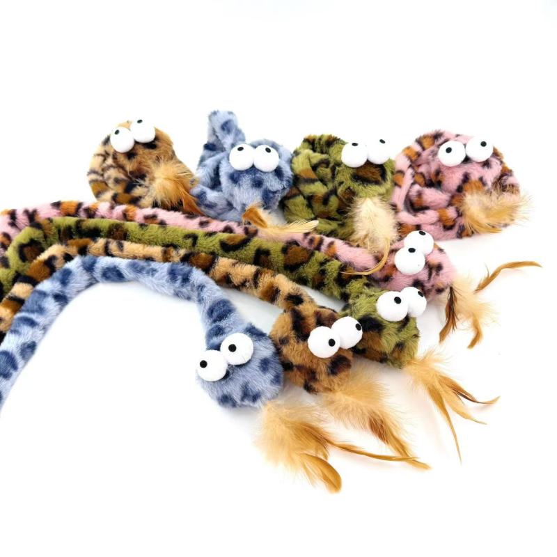 Crinkly paper leopard snake cat toy contains catnip