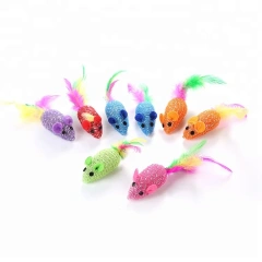 Wholesale Lovely Design Mouse Shaped Pet Cat Toys with Feather