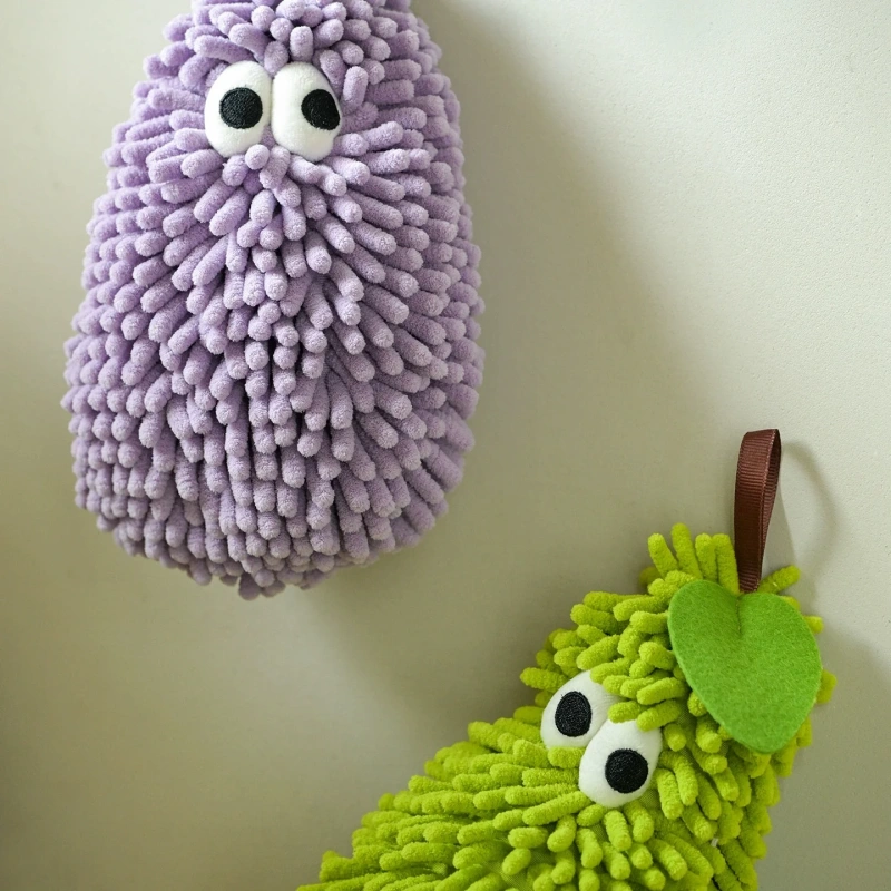 Hand Towel for Kitchen and Bathroom Banana/Strawberry Shaped Hanging Washcloth Chenilles Cloths Soft Absorbent Towel
