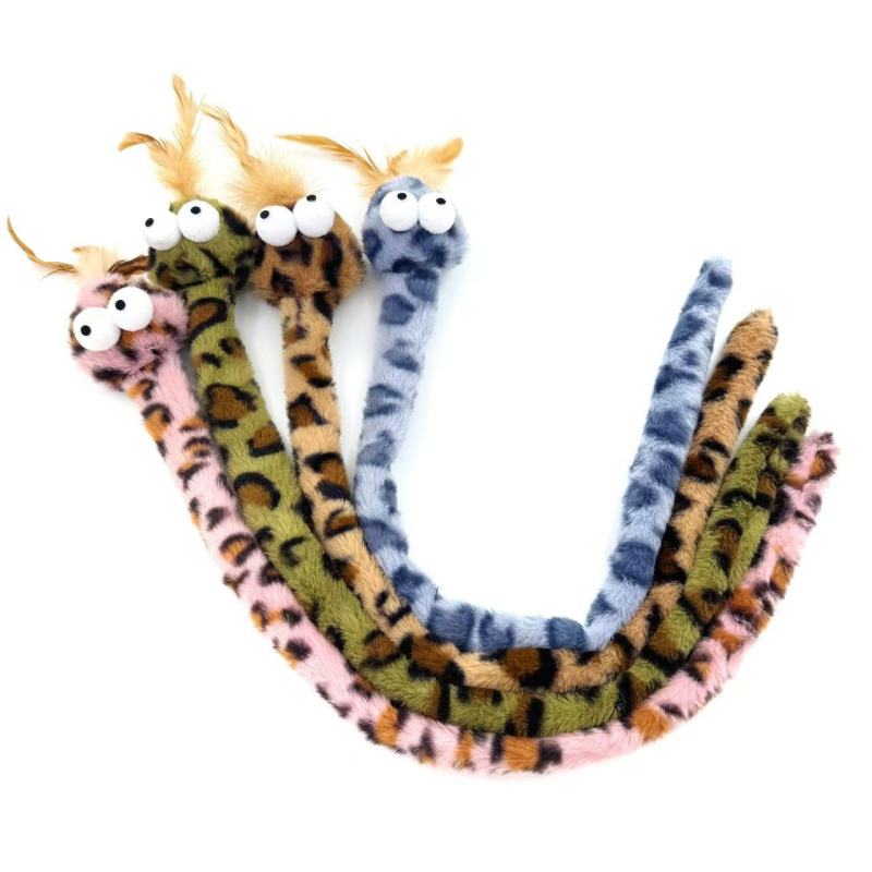Crinkly paper leopard snake cat toy contains catnip