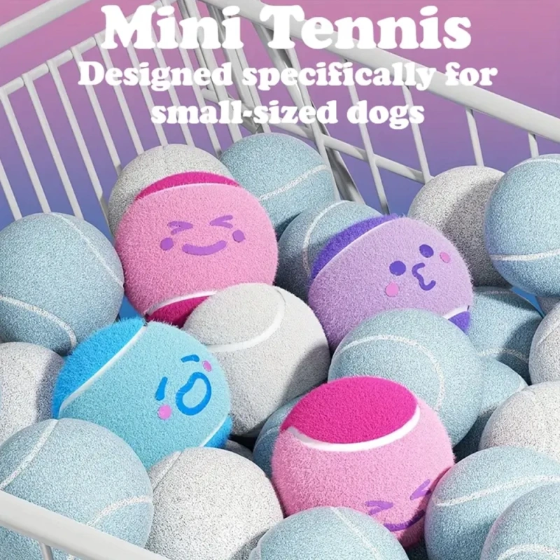 Mini Interactive Pet Tennis Ball High Bounce Durable Rubber Chew Toy for Small Dogs Outdoor Play Training Interactive Puppy Ball