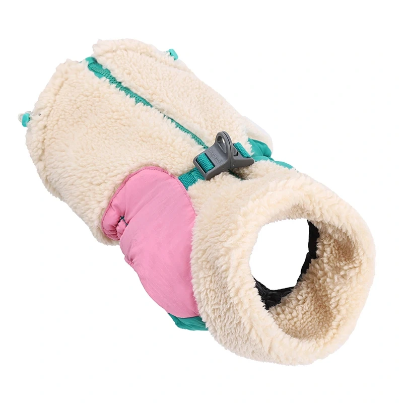 Winter Dog Jacket Vest Lambswool Quilted Winter Warm Dog Coat for Small Large Dogs Zip Up Pet Dog Clothes with Traction Buckle