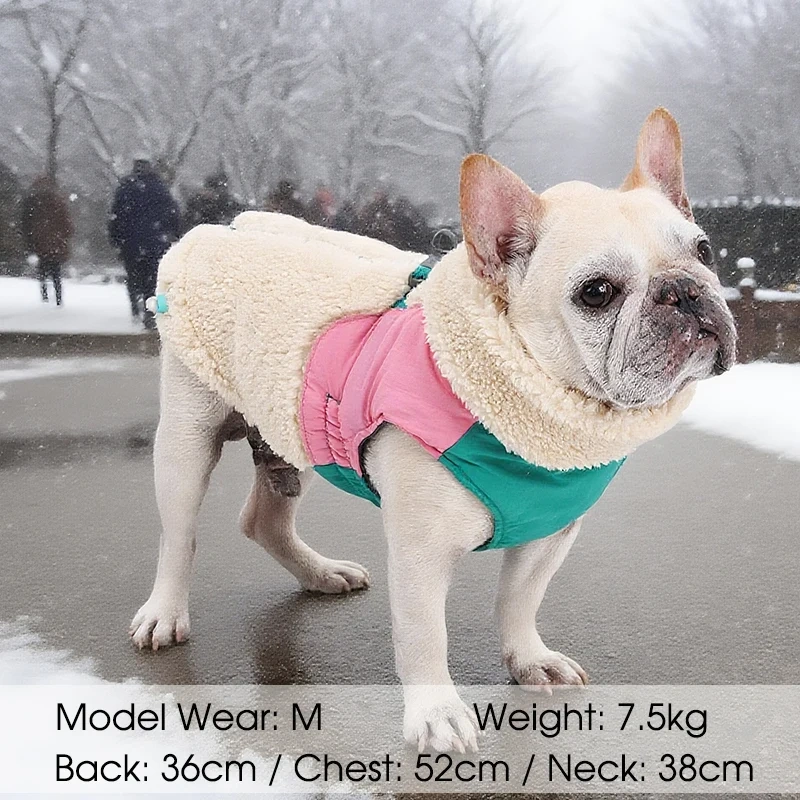 Winter Dog Jacket Vest Lambswool Quilted Winter Warm Dog Coat for Small Large Dogs Zip Up Pet Dog Clothes with Traction Buckle