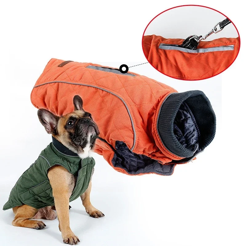 High Quality Dog Clothes Quilted Dog Coat Pet Warm Jacket Vest New Big Dog Retro Cozy Thick Vest Clothing 6 Colors
