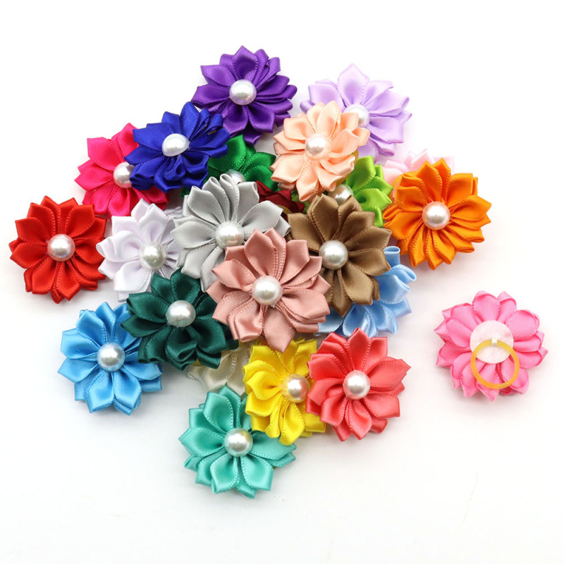 Pet Products Dog Flowers Color Ribbon Bowknot Head Flower Jewelry Mix Styles