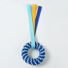 Indestructible Dog Chew Toy Donut, Woven Oxford Rope Toy for Aggressive Chewers, Dental Teething Ring for Large Medium Dogs