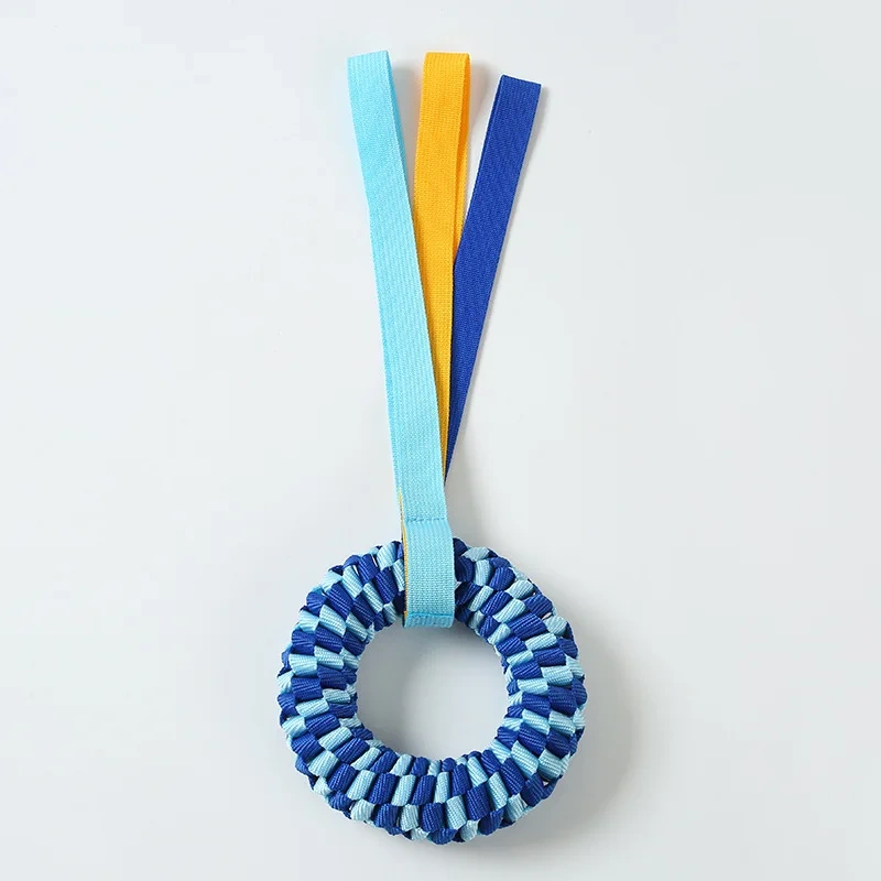 Indestructible Dog Chew Toy Donut, Woven Oxford Rope Toy for Aggressive Chewers, Dental Teething Ring for Large Medium Dogs