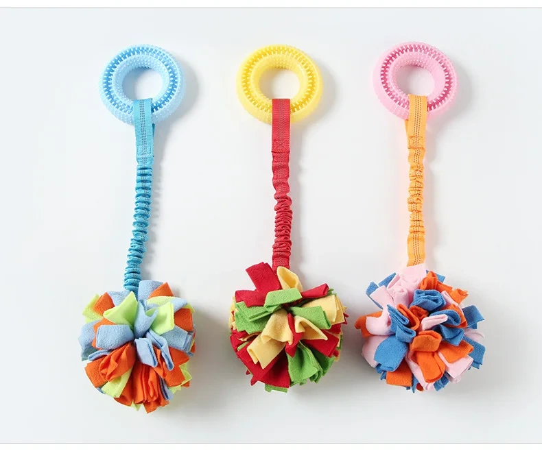 Wholesale Custom Pet Dog Chew Toys Medium Large Durable Eco Friendly Interactive TPR Hidden Food Ring Bungee Pet Dog Tug Toys