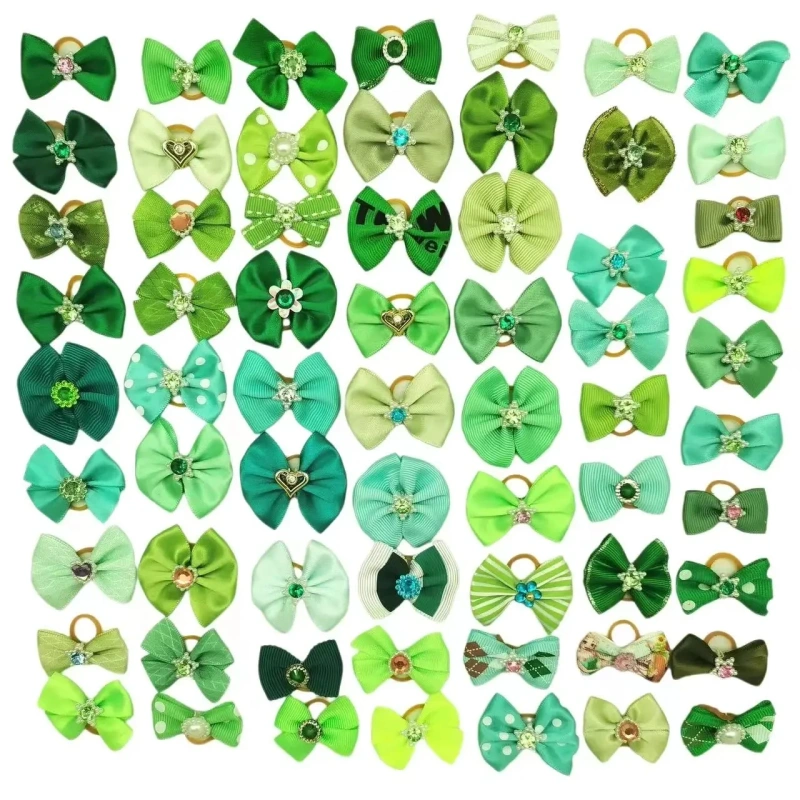 100pcs Dog Grooming Bows Handmade Small Dog Hair Bows Rubber Bands Dog Accessories Pet Supplies