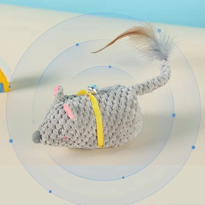 Interactive Electric Mouse Simulation Toy for Cats Self-Entertaining Feather Teasing Stick Fun for Felines