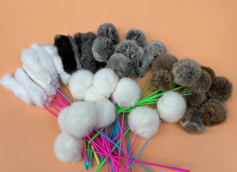 Cat Toy New Long Pole Teasing cat Stick Simulation Bite Resistant Rabbit Fur Strip Kitten Teasing cat Stick