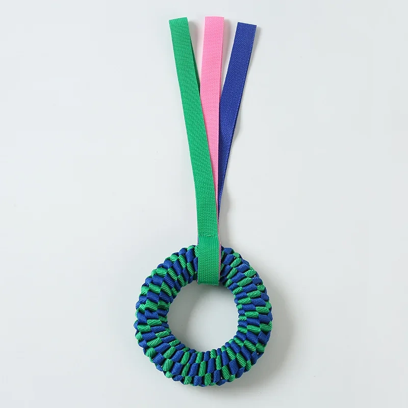 Indestructible Dog Chew Toy Donut, Woven Oxford Rope Toy for Aggressive Chewers, Dental Teething Ring for Large Medium Dogs