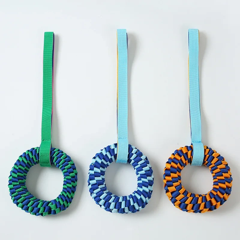Indestructible Dog Chew Toy Donut, Woven Oxford Rope Toy for Aggressive Chewers, Dental Teething Ring for Large Medium Dogs