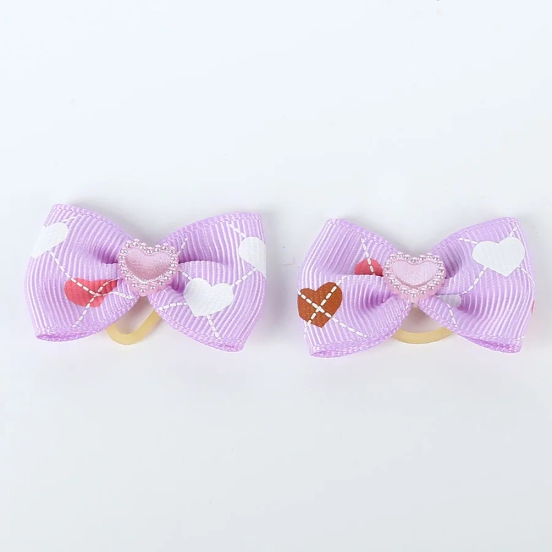 Wholesale Valentine's Day Pet Hair Accessories Dog Hair Bows with Rubber Bands for Small Dogs