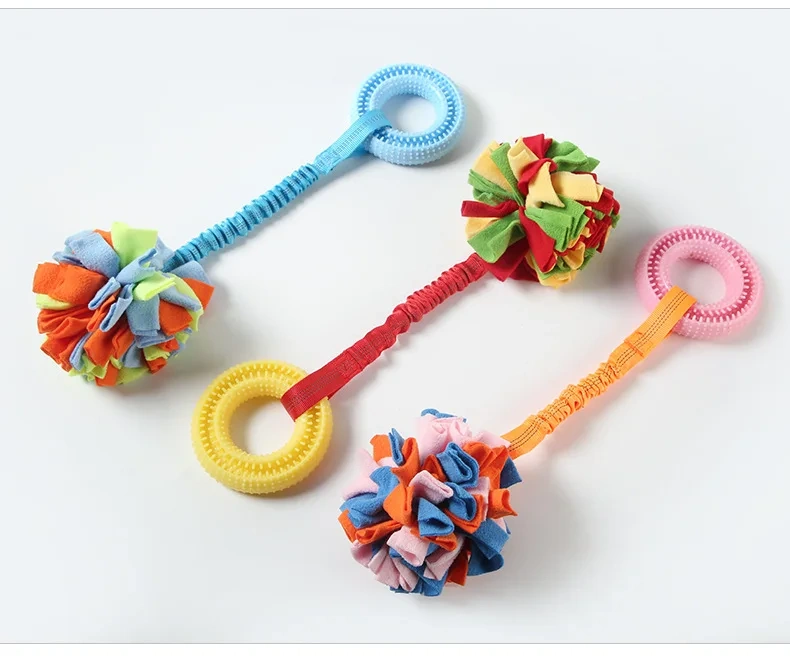 Wholesale Custom Pet Dog Chew Toys Medium Large Durable Eco Friendly Interactive TPR Hidden Food Ring Bungee Pet Dog Tug Toys