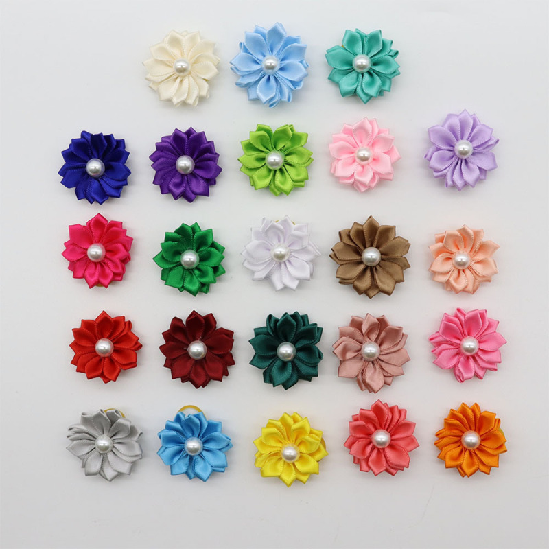 Pet Products Dog Flowers Color Ribbon Bowknot Head Flower Jewelry Mix Styles
