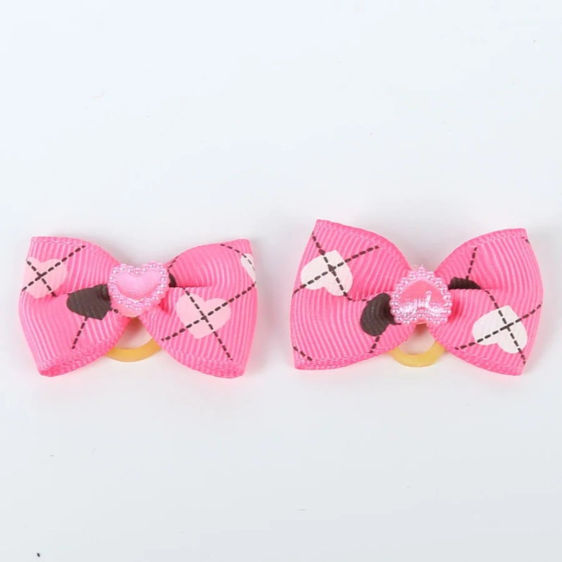 Wholesale Valentine's Day Pet Hair Accessories Dog Hair Bows with Rubber Bands for Small Dogs