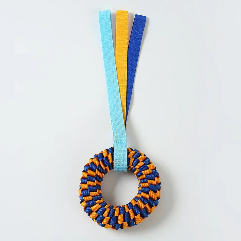 Indestructible Dog Chew Toy Donut, Woven Oxford Rope Toy for Aggressive Chewers, Dental Teething Ring for Large Medium Dogs