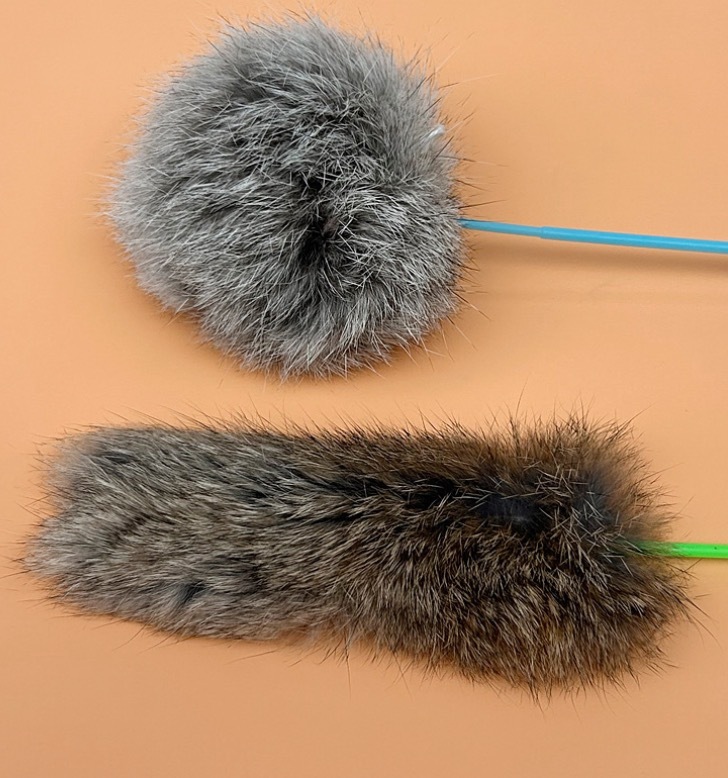 Cat Toy New Long Pole Teasing cat Stick Simulation Bite Resistant Rabbit Fur Strip Kitten Teasing cat Stick