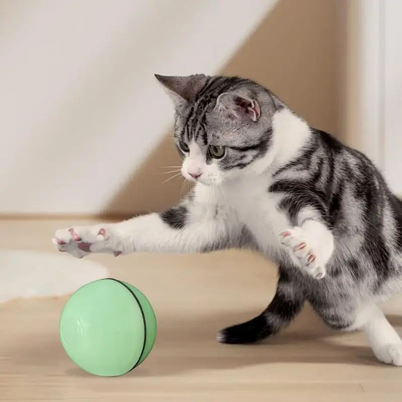 Cat Ball Toy Lighted Interactive Kitten Ball Automatic Moving Kitten Toy for Indoor Cats Relieves Boredom & Encourages Play
