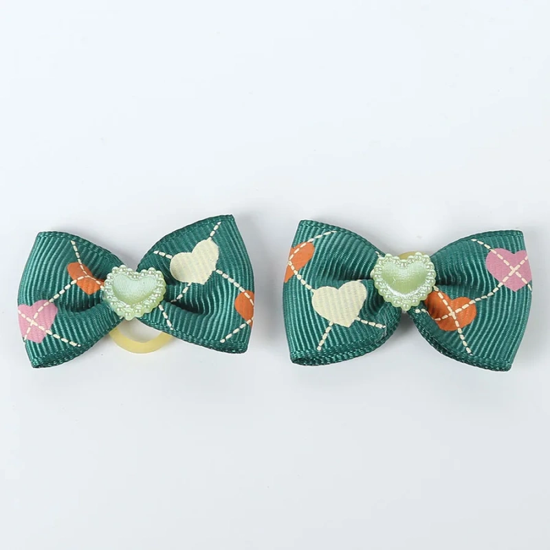 Wholesale Valentine's Day Pet Hair Accessories Dog Hair Bows with Rubber Bands for Small Dogs