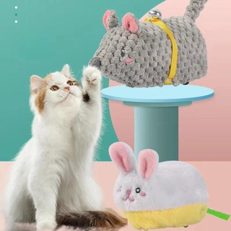 Interactive Electric Mouse Simulation Toy for Cats Self-Entertaining Feather Teasing Stick Fun for Felines