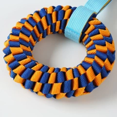 Indestructible Dog Chew Toy Donut, Woven Oxford Rope Toy for Aggressive Chewers, Dental Teething Ring for Large Medium Dogs