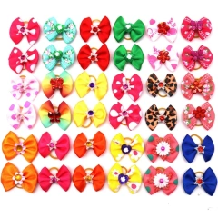 Christmas Dog Bowknot Cat Dog Hair Bow Hat Decoration Bow for Small Dog Headdress Rubber Band PetAccessory ChristmasDecorations