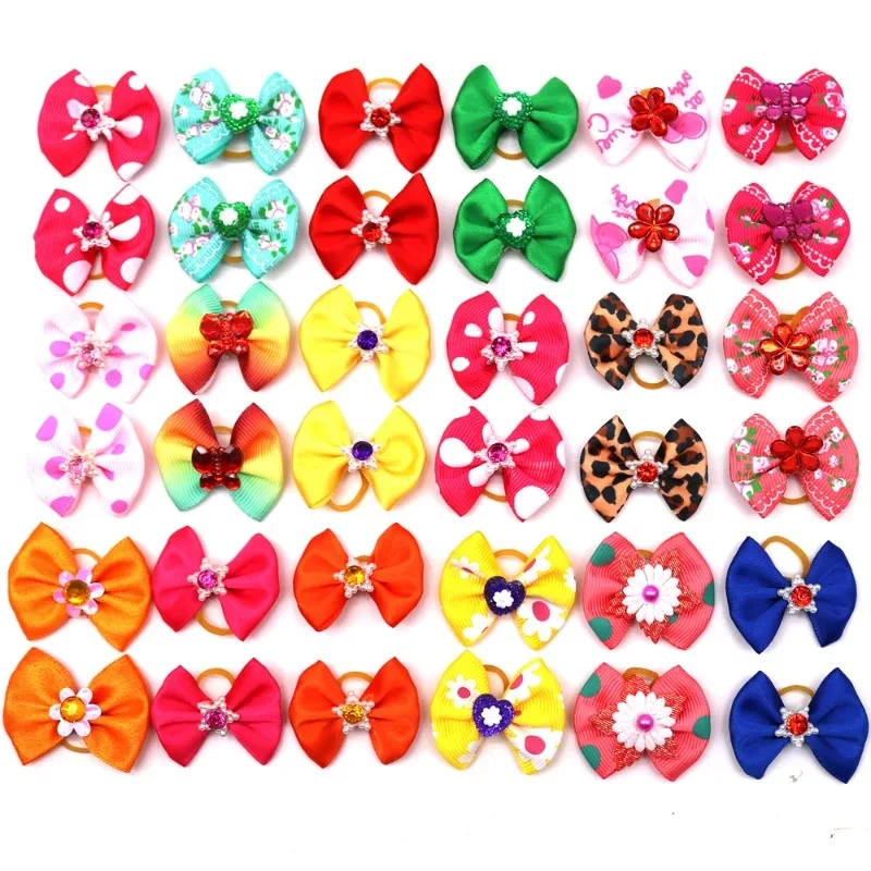 Christmas Dog Bowknot Cat Dog Hair Bow Hat Decoration Bow for Small Dog Headdress Rubber Band PetAccessory ChristmasDecorations