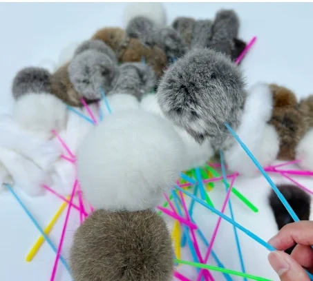 Cat Toy New Long Pole Teasing cat Stick Simulation Bite Resistant Rabbit Fur Strip Kitten Teasing cat Stick