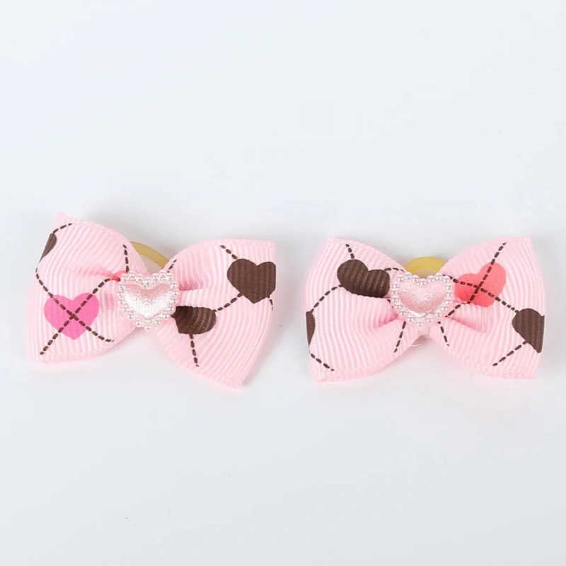 Wholesale Valentine's Day Pet Hair Accessories Dog Hair Bows with Rubber Bands for Small Dogs