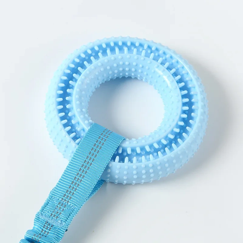 Wholesale Custom Pet Dog Chew Toys Medium Large Durable Eco Friendly Interactive TPR Hidden Food Ring Bungee Pet Dog Tug Toys