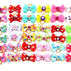 Christmas Dog Bowknot Cat Dog Hair Bow Hat Decoration Bow for Small Dog Headdress Rubber Band PetAccessory ChristmasDecorations