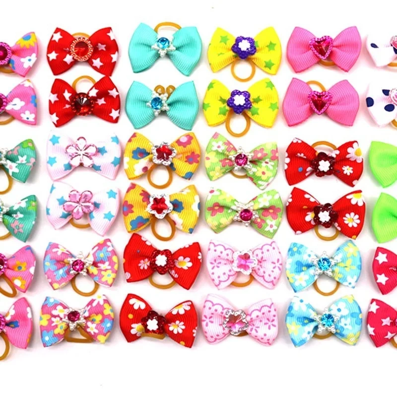 Christmas Dog Bowknot Cat Dog Hair Bow Hat Decoration Bow for Small Dog Headdress Rubber Band PetAccessory ChristmasDecorations