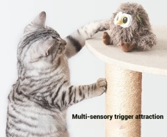 FishPrincess Small Size Smart Owl Electric Cat Toy Soft Interactive Plush Stuffed Chew Toy for Pets