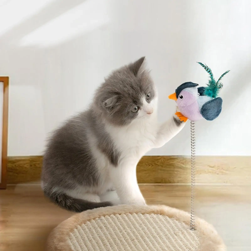 Interactive Bird Cat Toy Realistic Chirping Bird Interactive Toy Creative Teaser Wand Game for Home Boredom Reduction Playtime
