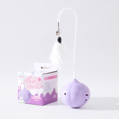 Durable Plastic Tumbler Cat Toy Self-Entertainment Artifact with Feather Teaser Stick