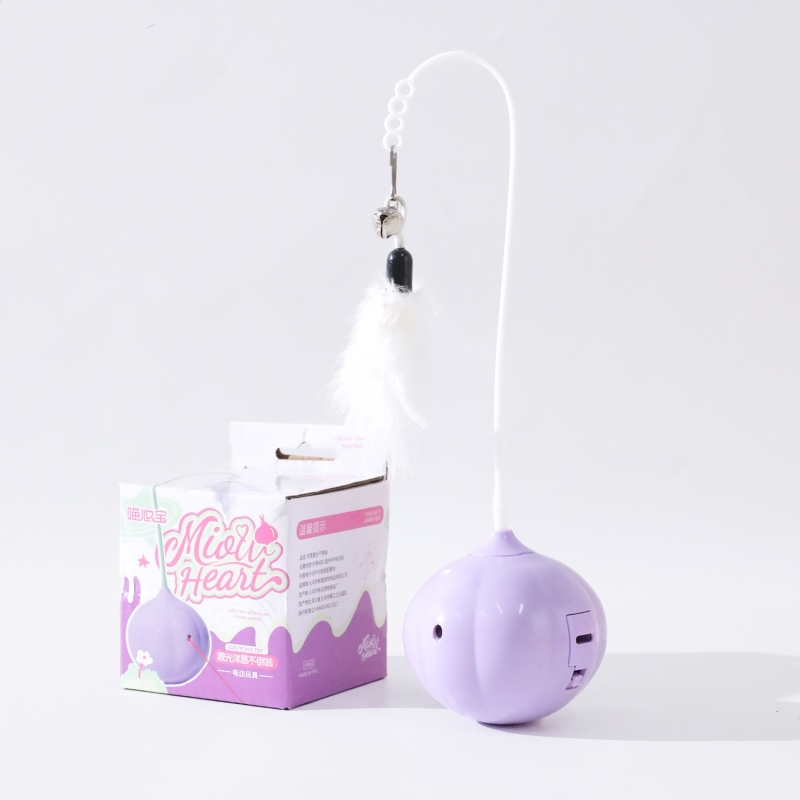 Durable Plastic Tumbler Cat Toy Self-Entertainment Artifact with Feather Teaser Stick