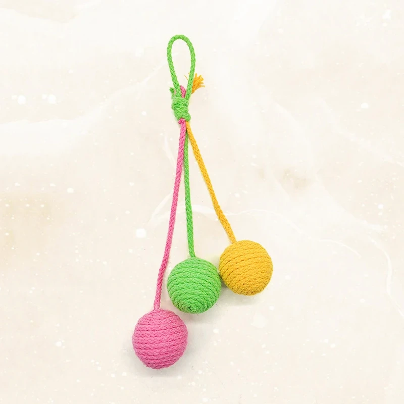 Resistant Chew Toys Can Be Suspended Cat Teasing Toys Cotton Rope Ball Toy Nontoxic Durable Interactive Cog Toy Pet Accessories